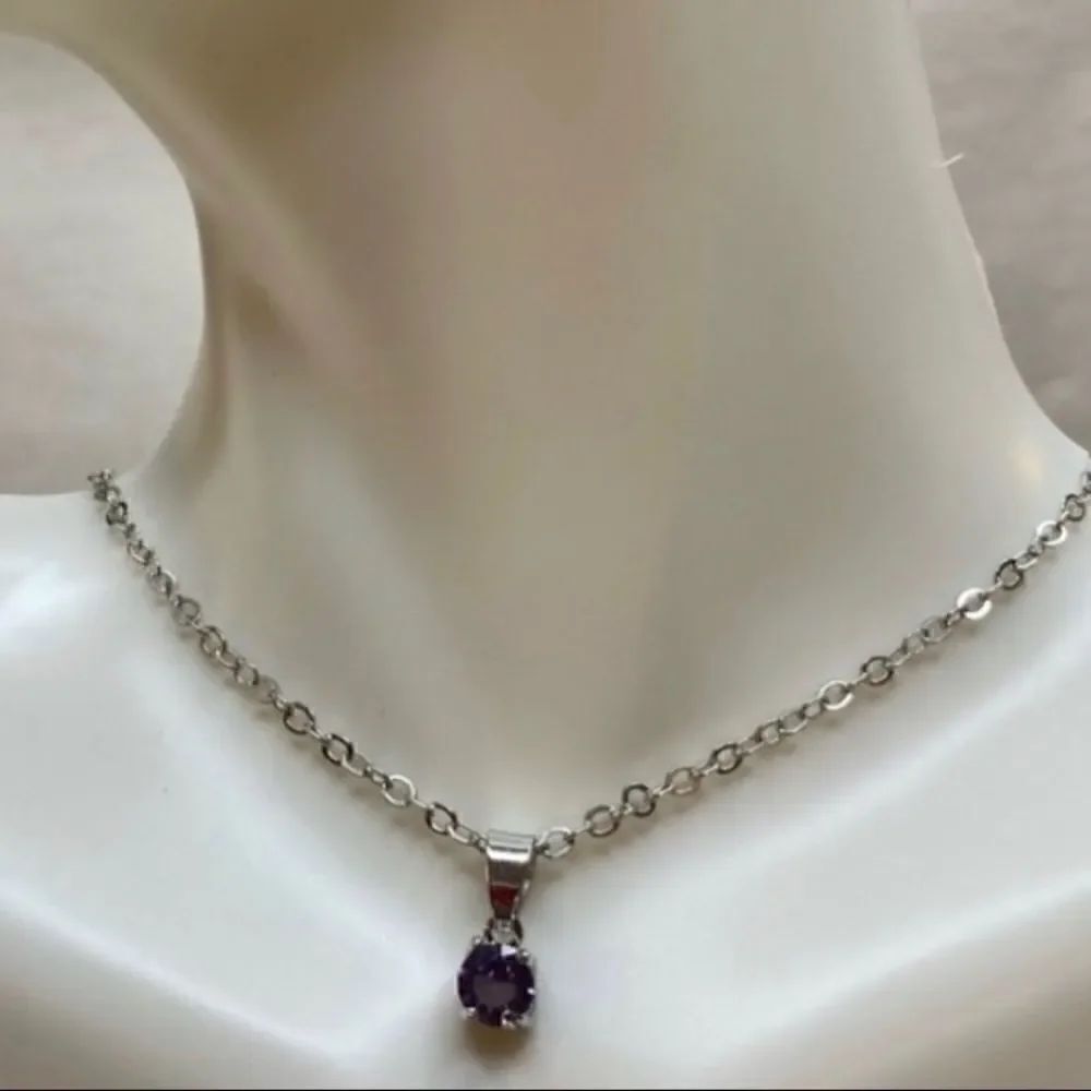 EFFY Small Faux Amethyst Gemstone on Silver Toned Chain.